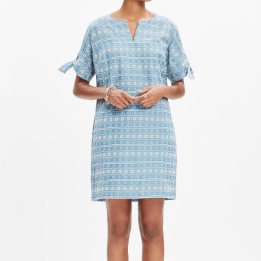 Madewell embroidered tie sleeve dress